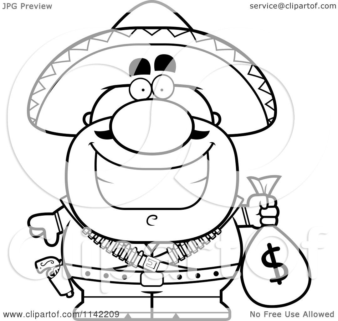 1080x1024 Cartoon Clipart Of Blacknd White Hispanic Bandit Holding