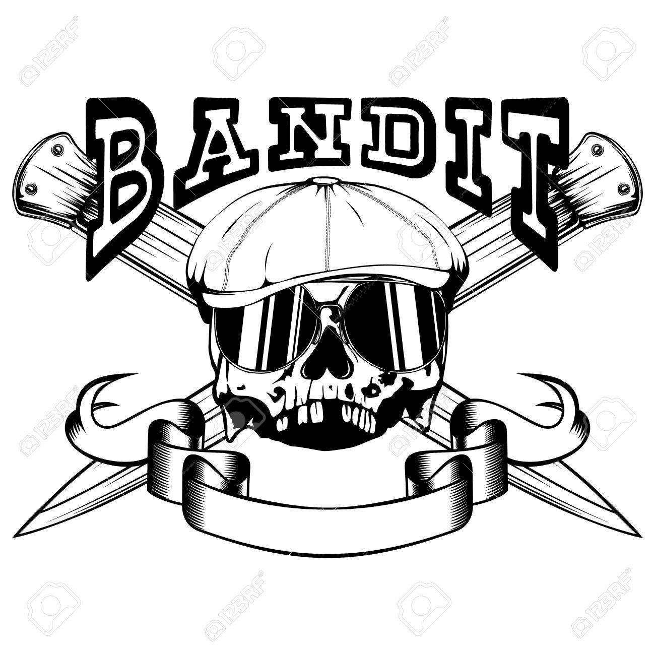 1300x1300 Vector Illustration Skull In Cap With Sunglasses And Crossed