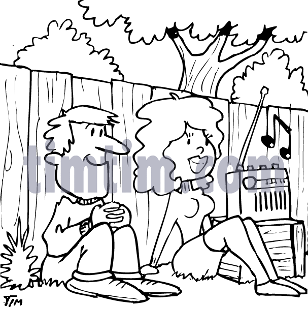 607x661 Free Drawing Of Radio Listeners Bw From The Category Music Amp Bands