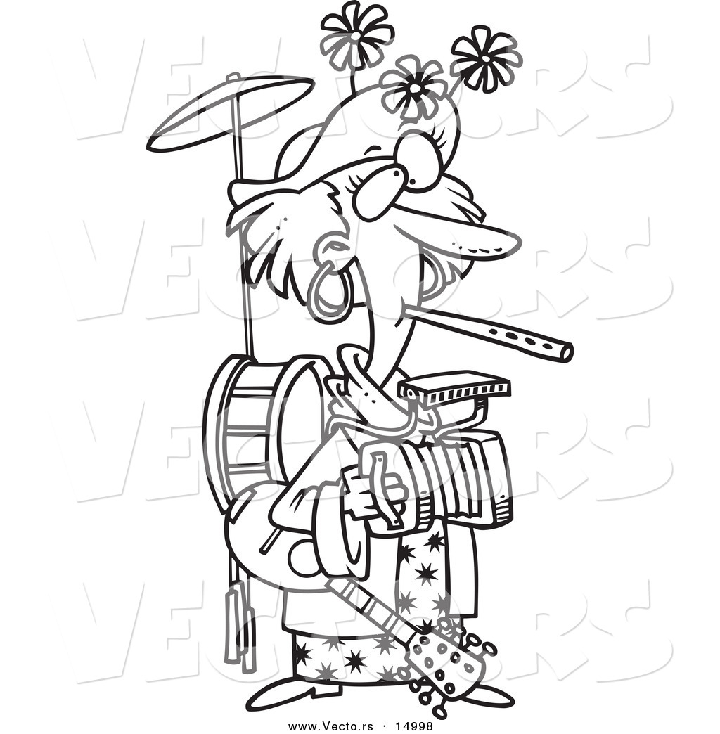 1024x1044 Vector Of A Cartoon One Woman Band