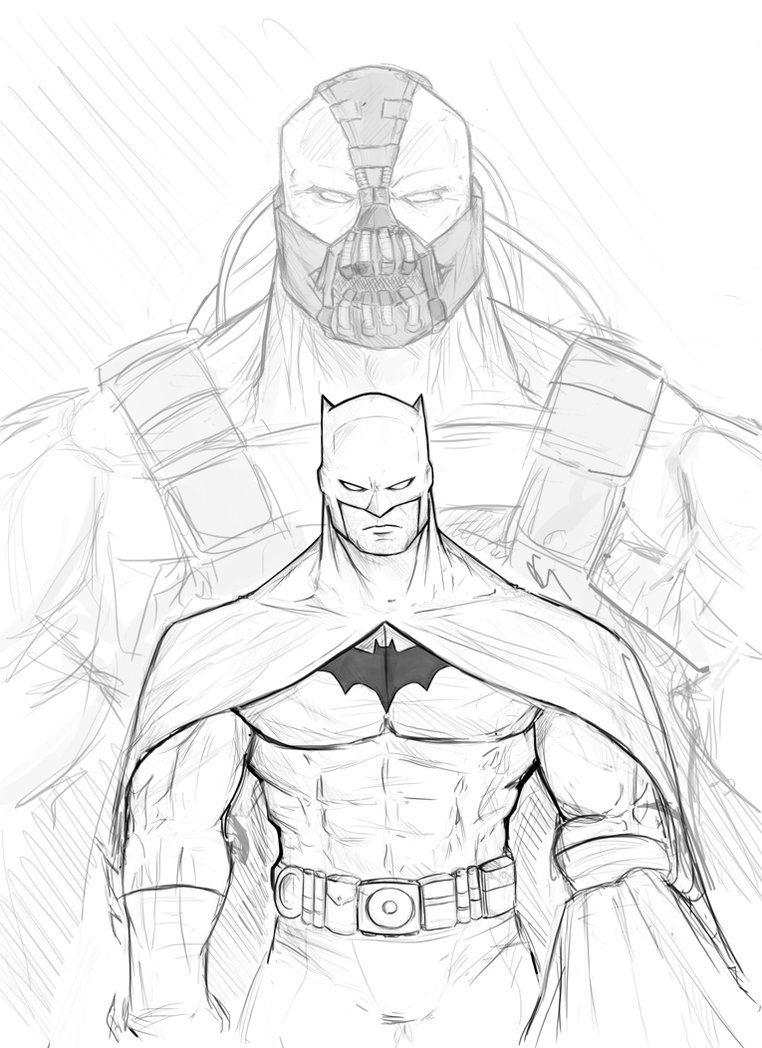 762x1048 Bat And Bane Sketch By Truze