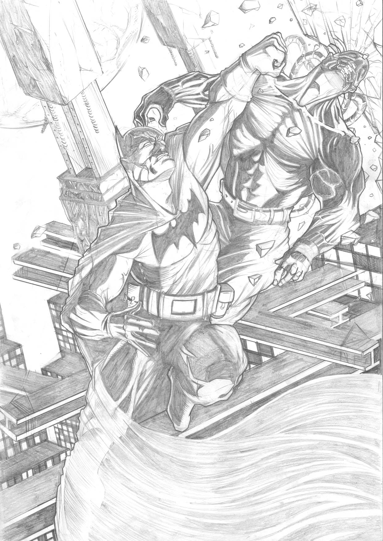 1240x1754 Batman Vs. Bane By Merinet