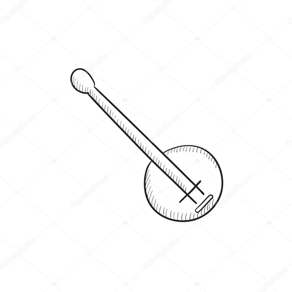 1024x1024 Banjo Sketch Icon. Stock Vector Rastudio