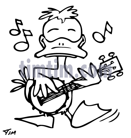 509x535 Free Drawing Of Banjo Duck 2bw From The Category Music Amp Bands