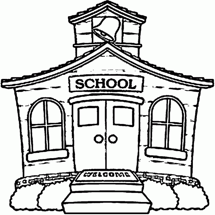 728x730 School Building Coloring Sheets School Building Coloring Page