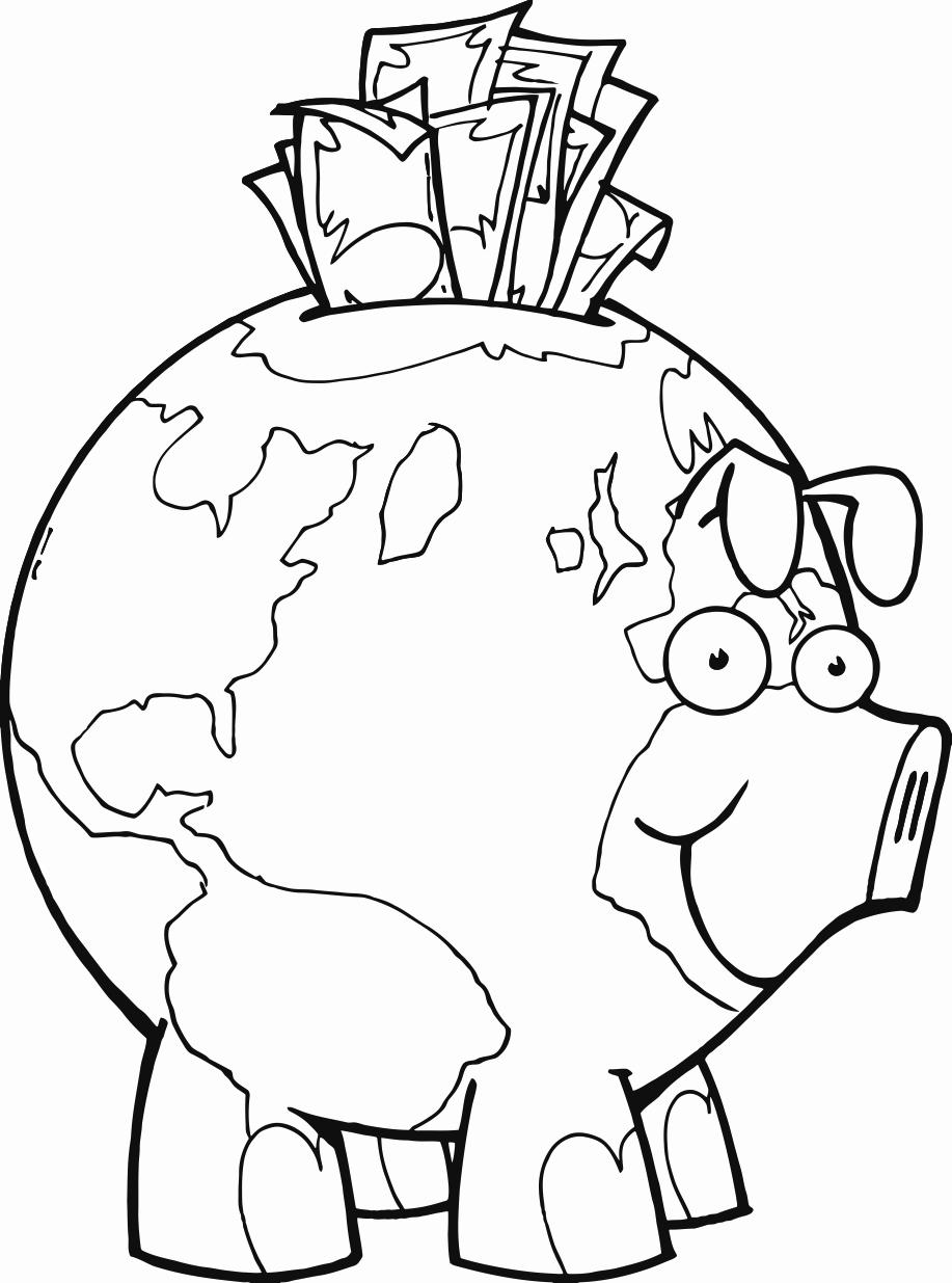 917x1235 Earth Piggy Bank Printable Image Illustration Sketch For Earth