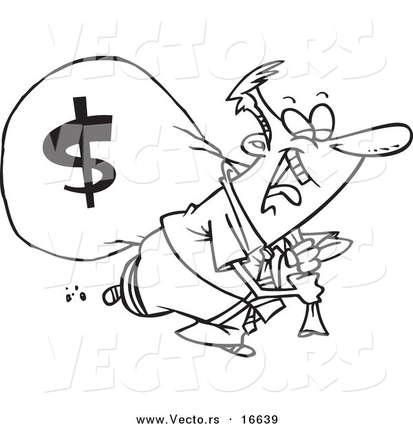 600x620 Vector Of A Cartoon Businessman Laughing On His Way To The Bank