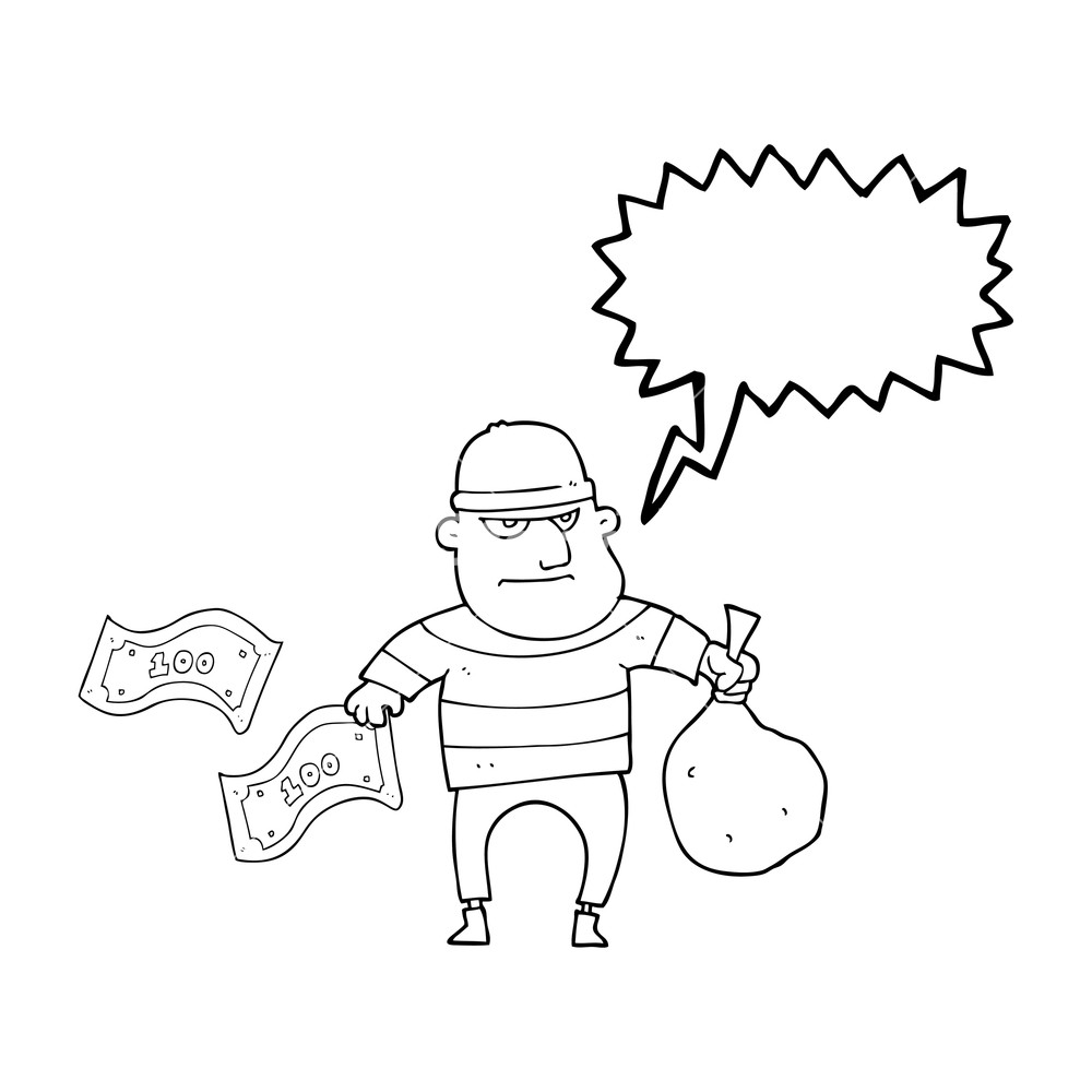 1000x1000 Freehand Drawn Speech Bubble Cartoon Bank Robber Royalty Free