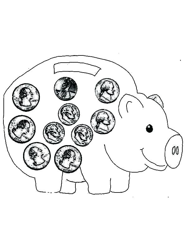 600x777 Piggy Bank Coloring Page