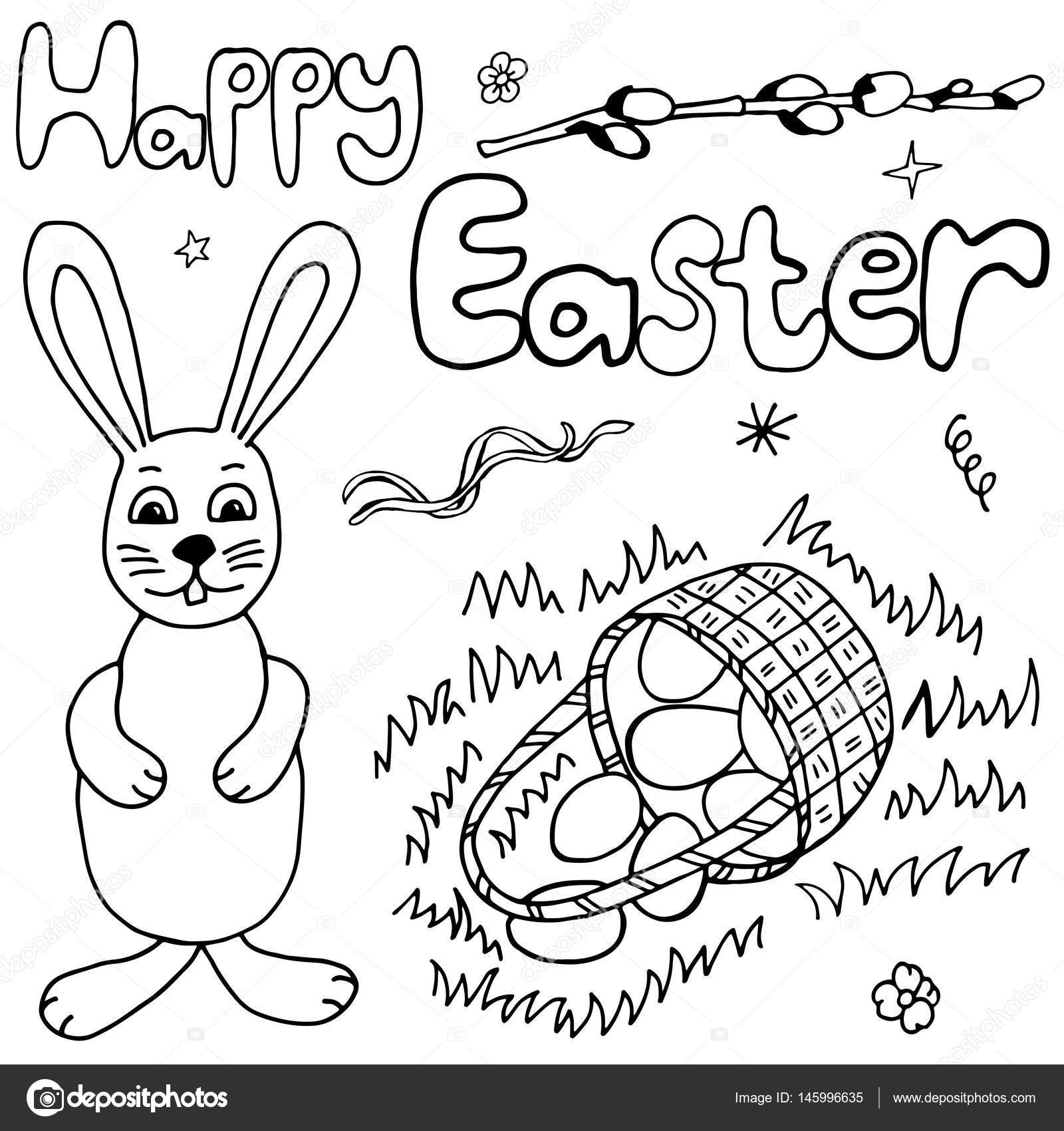 1600x1700 Happy Easter Hand Drawing Banner Stock Vector Insomnia Sky