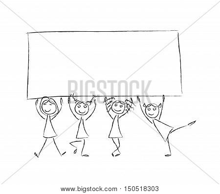 450x397 Children Hold Banner Empty Frame. Vector Amp Photo Bigstock