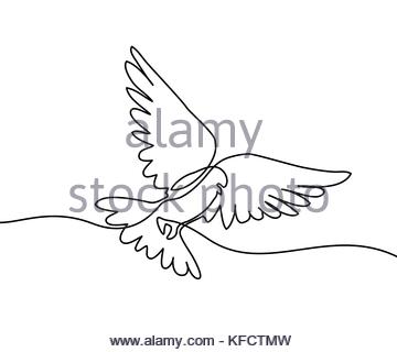 360x320 Continuous One Line Drawing. Flying Pigeon Logo. White On Blue