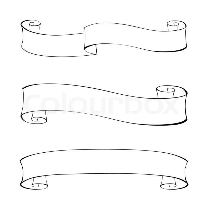 800x800 Black Line Calligraphy Ribbon Frame Banner Set Stock Photo