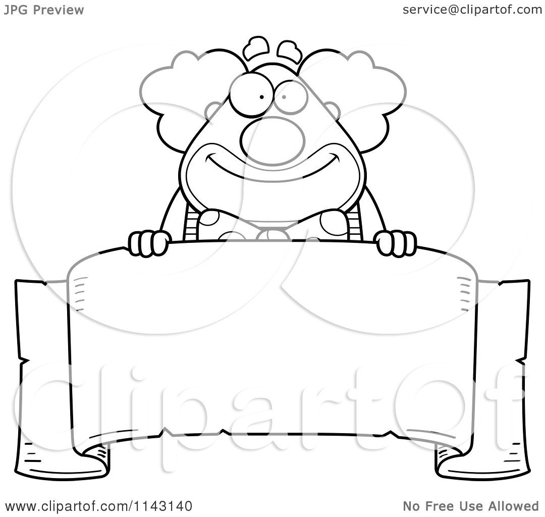 1080x1024 Cartoon Clipart Of A Black And White Banner And Chubby Circus