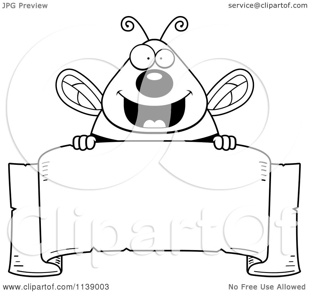 1080x1024 Cartoon Clipart Of A Black And White Chubby Bee Over A Blank