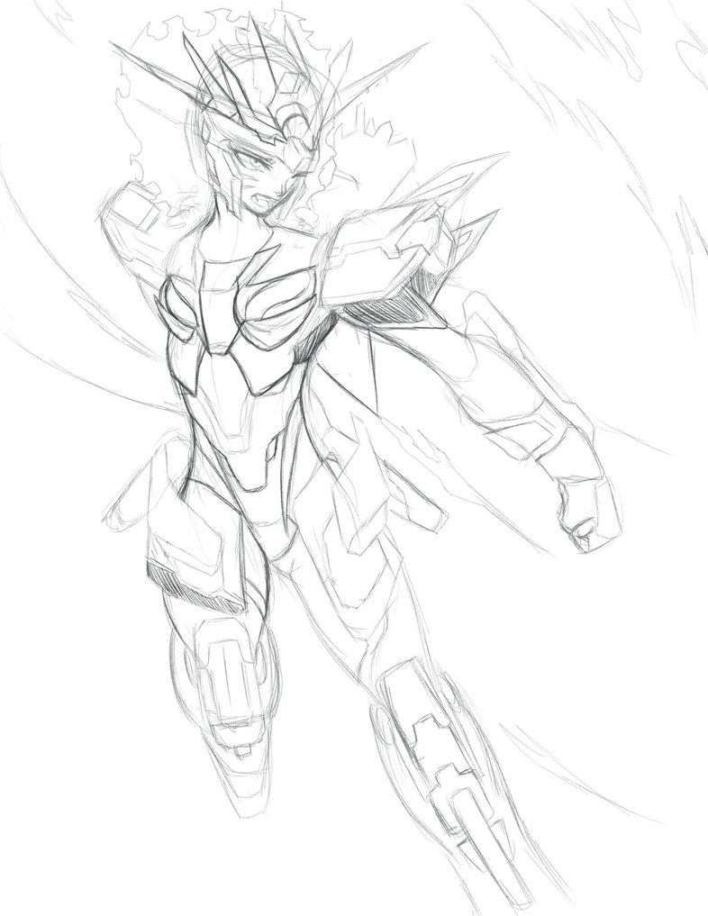 786x1017 Armor Girl Banshee Sketch By Amo17