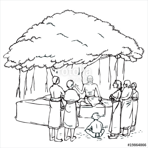 500x500 Illustration Of Class Room Under Banyan Tree, Stock Photo