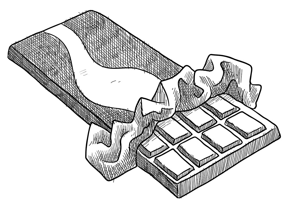 1000x731 Chocolate Bar Drawing By Digsterdesigns Redbubble