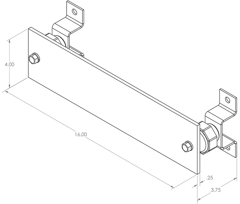 821x700 4 X 16 Solid Tin Plated Copper Ground Bar Kit, No Hole Patterns