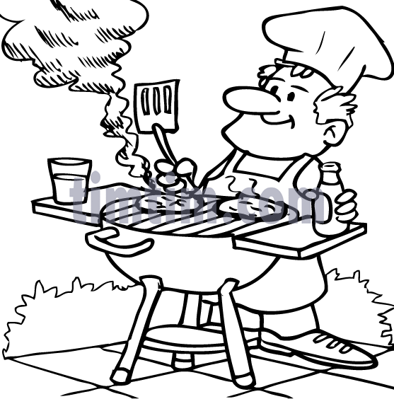557x564 Free Drawing Of Bar B Q Man Bw From The Category Cooking Food