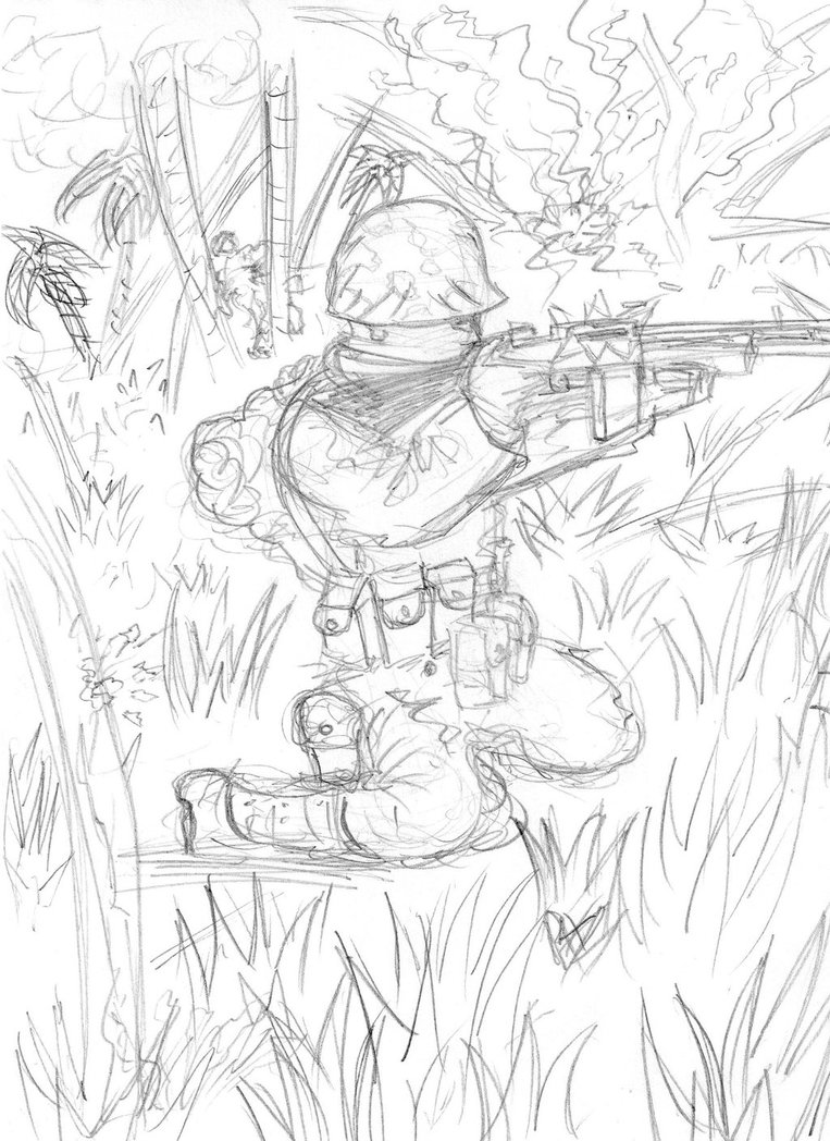 763x1048 Us Soldier In Fighting During Ww2 With Bar