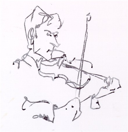 440x456 Zach Brock Violin Ink Drawing Jazz Musician Chris Carter Artist