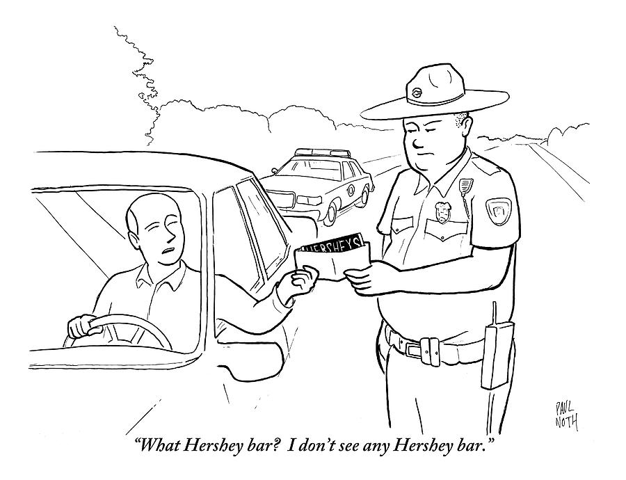 900x690 A Man Attempts To Bribe A Traffic Police Officer Drawing By Paul Noth