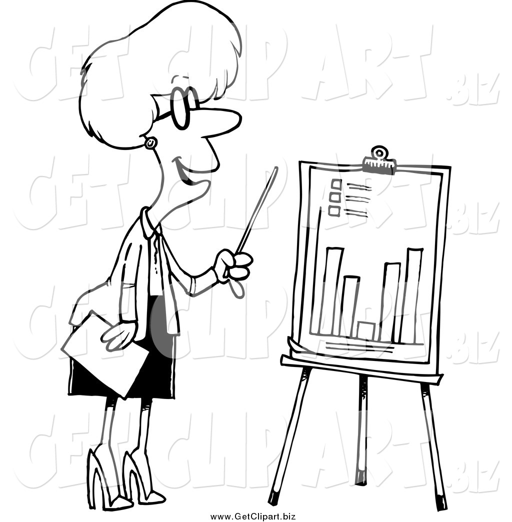 1024x1044 Clip Art Of A Black And White Businesswoman Presenting A Bar Graph