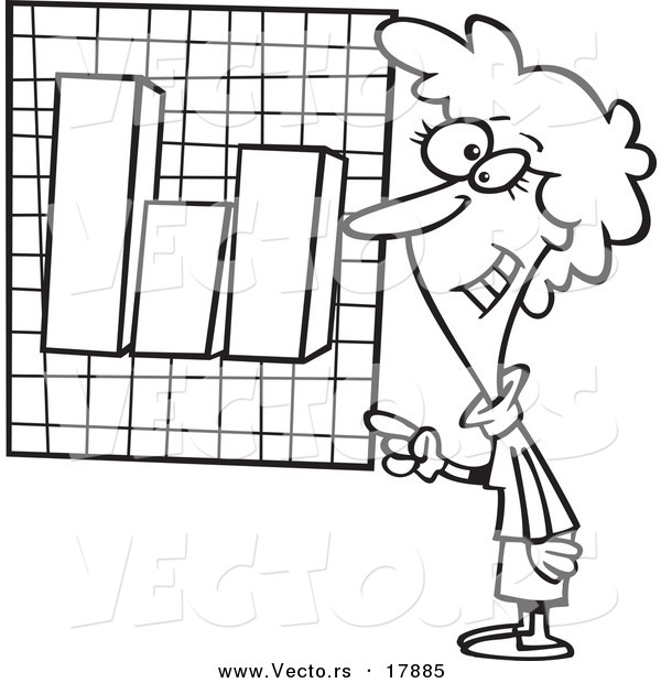 600x620 Vector Of A Cartoon Businesswoman Presenting A Bar Graph