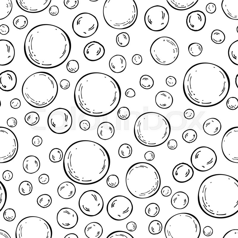 800x800 Seamless Soap Bubbles Pattern. Vector Hand Drawn Background