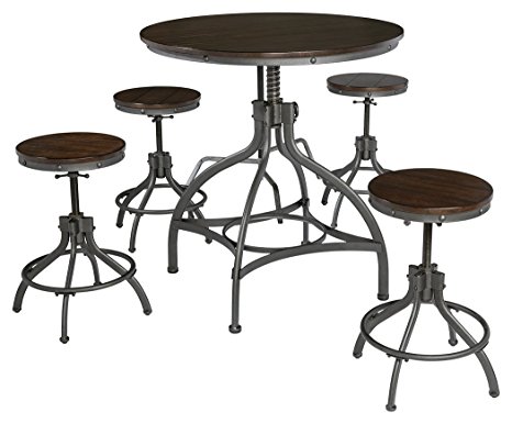 466x386 Ashley Odium Collection D284 223 5 Piece Bar Table Set