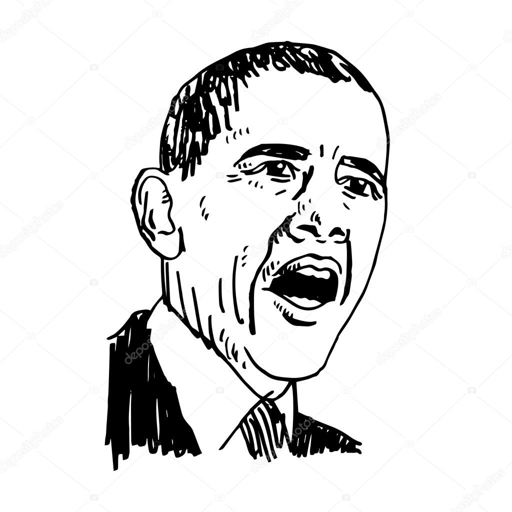 1024x1024 Portrait Of The President Of Usa Barack Obama. Stock Vector