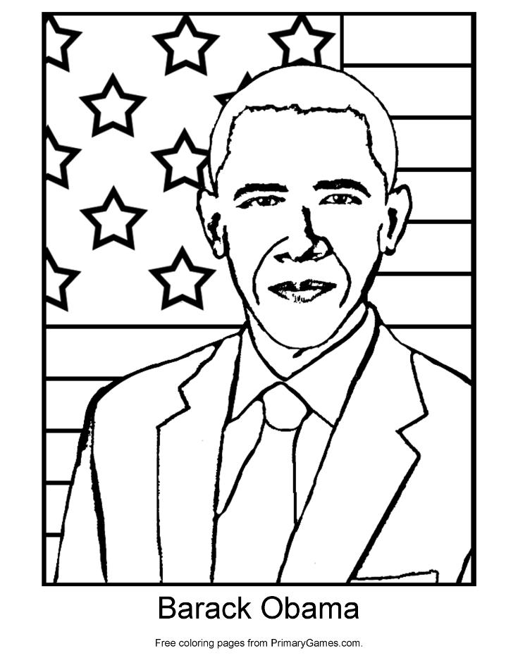 735x951 Barack Obama Coloring Page Printable President's Day Coloring