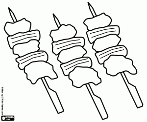 300x250 Mixed Skewers For Barbecue Coloring Page Printable Game