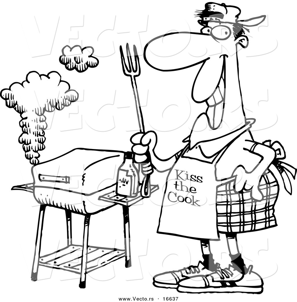 1024x1044 Vector Of A Cartoon Man Standing By His Bbq