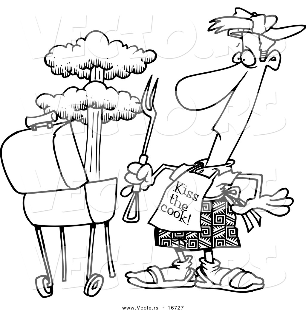 1024x1044 Vector Of A Cartoon Man Watching An Explosion In His Bbq