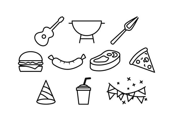 700x490 Bbq And Block Party Line Icon Element Vectors