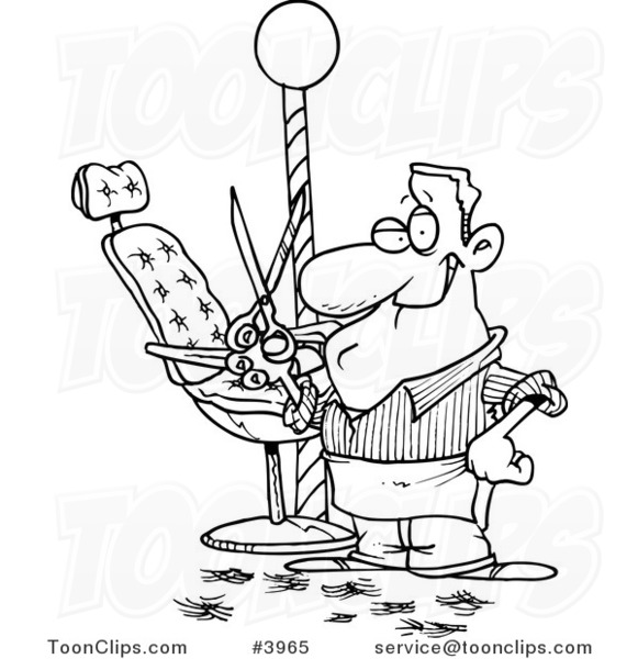 581x600 Cartoon Black And White Line Drawing Of A Barber Standing By His