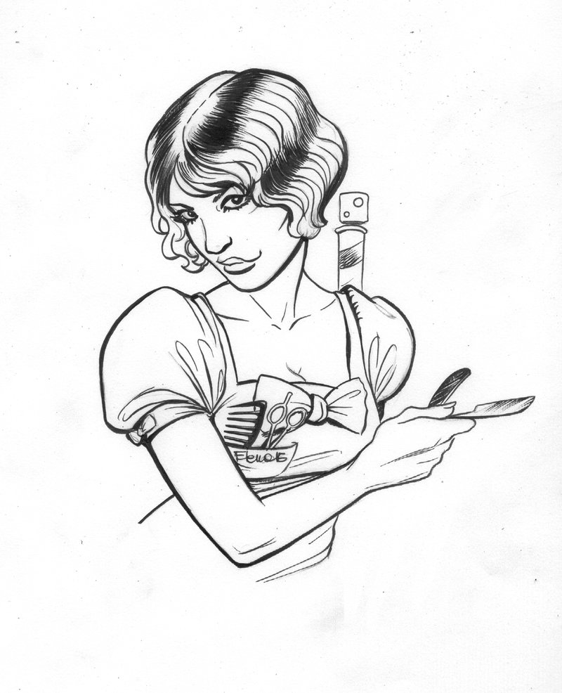 800x986 Female Barber By Heilyaens