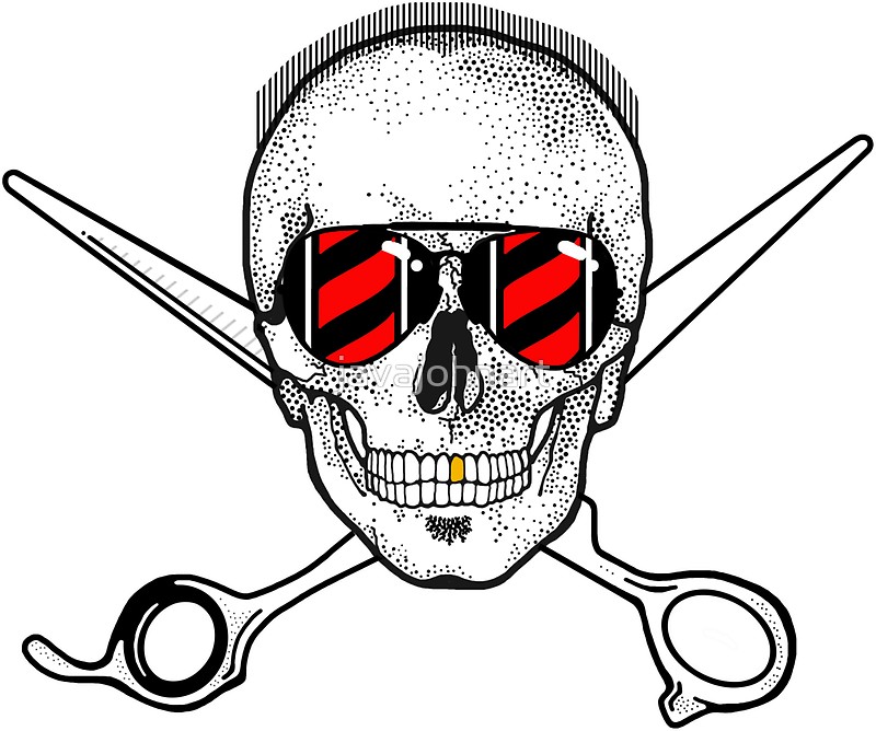 800x668 Barber Skull Stickers By Javajohnart Redbubble