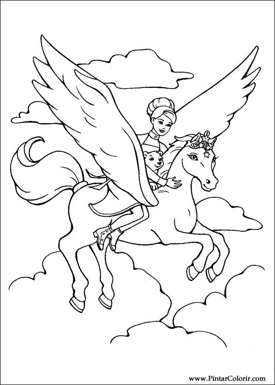 567x794 Drawings To Paint Amp Colour Barbie Magic Pegasus