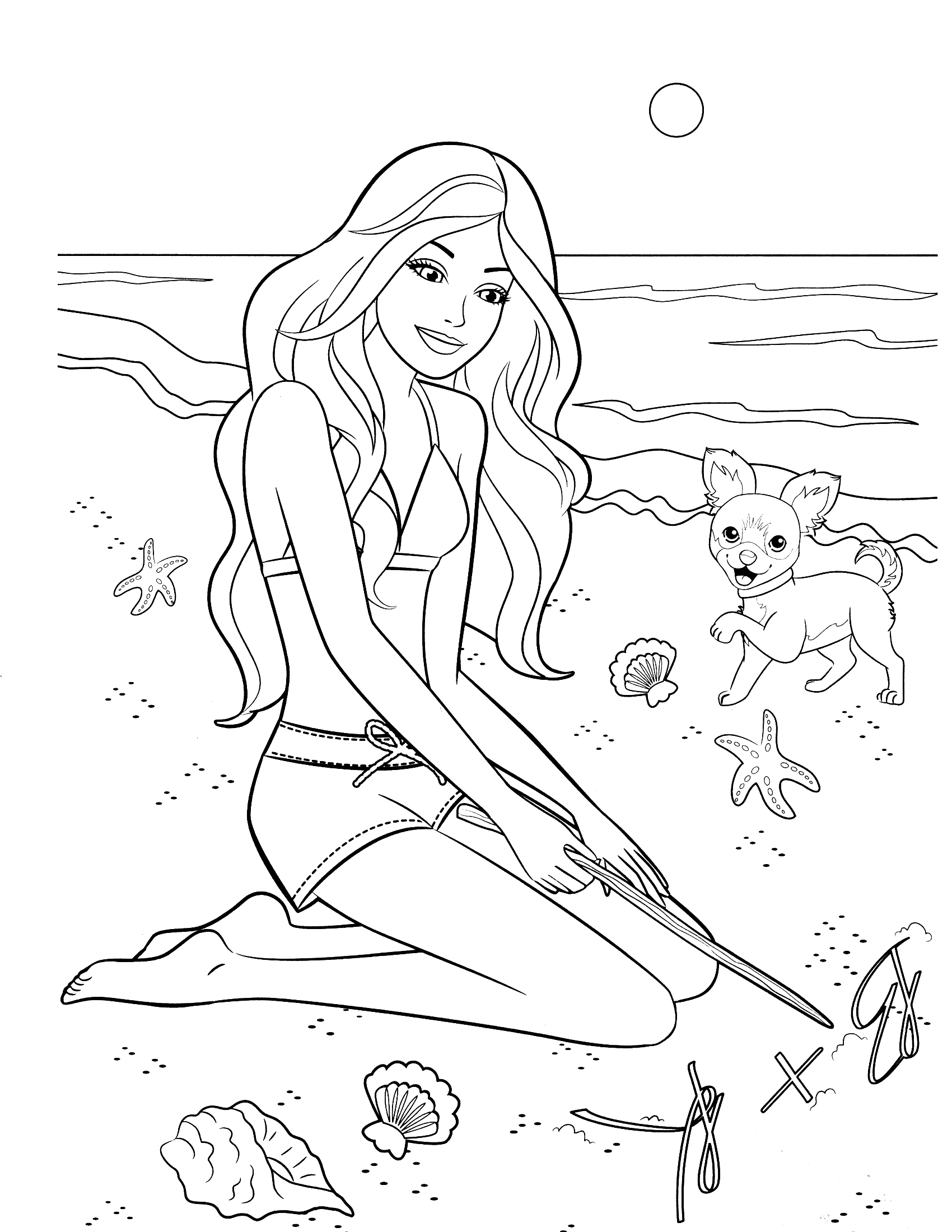 1700x2200 Barbie Beach Coloring Pages Barbie And Ken At The Beach Coloring