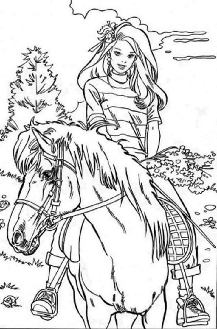 728x1105 Barbie Horse Coloring Pages