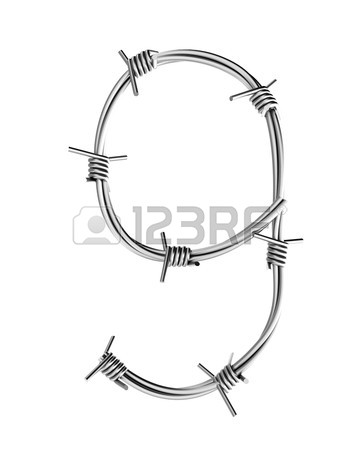 360x450 Barbed Wire Alphabet, 9 Stock Photo, Picture And Royalty Free