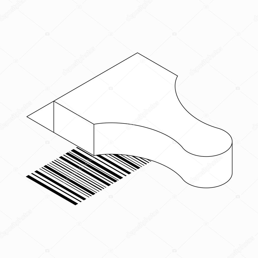 1024x1024 Barcode Scanner Icon, Isometric 3d Style Stock Vector