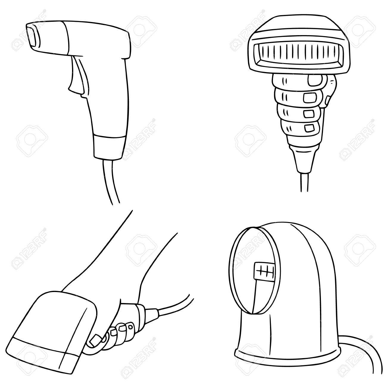 1300x1300 Vector Set Of Barcode Reader Royalty Free Cliparts, Vectors,