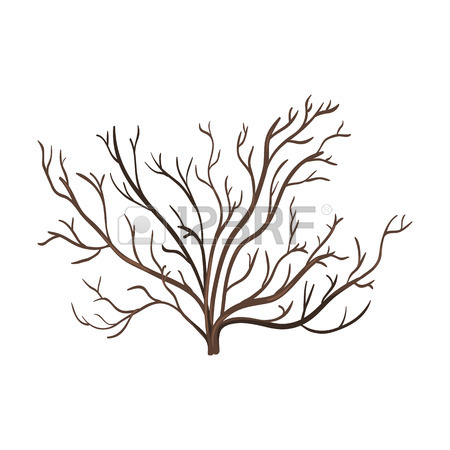450x450 Vector Single Cartoon Brown Bare Oak Tree On White Background