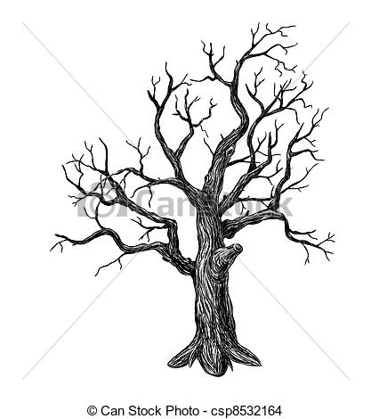 417x470 Bare Tree Drawing With Roots