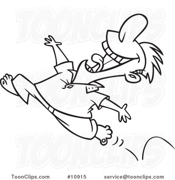 581x600 Cartoon Black And White Line Drawing Of A Happy Springy Guy