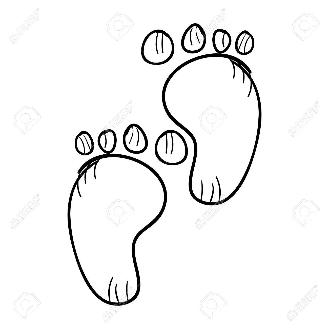 1300x1300 Child Pair Of Baby Footprints. Toddler Barefoot Symbol. Vector